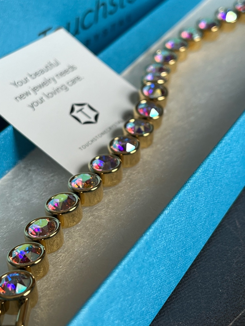 Touchstone Crystal Golden Aurora Borealis Crystal Ice Bracelet - Picture 10 of 12